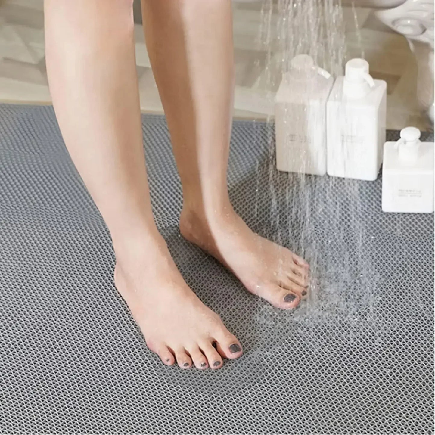 Hollow Non-slip Drainage Floor Mat Bathroom Damp Area Door Shower Floor Mat Multi-functional Kitchen Waterproof Plastic Carpet