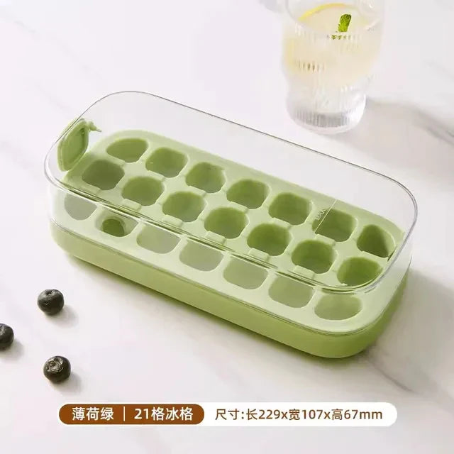 21Grid Silicone Ice Cube Mould with Lid Soft Bottom Ice Cube Mold Square Fruit Ice Cube Maker Tray Kitchen Accessories