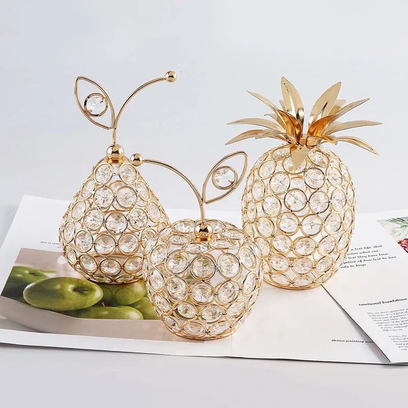 Crystal Artificial Fruit Pineapple Ornament Figurine Tabletop Centerpiece For Home Decor