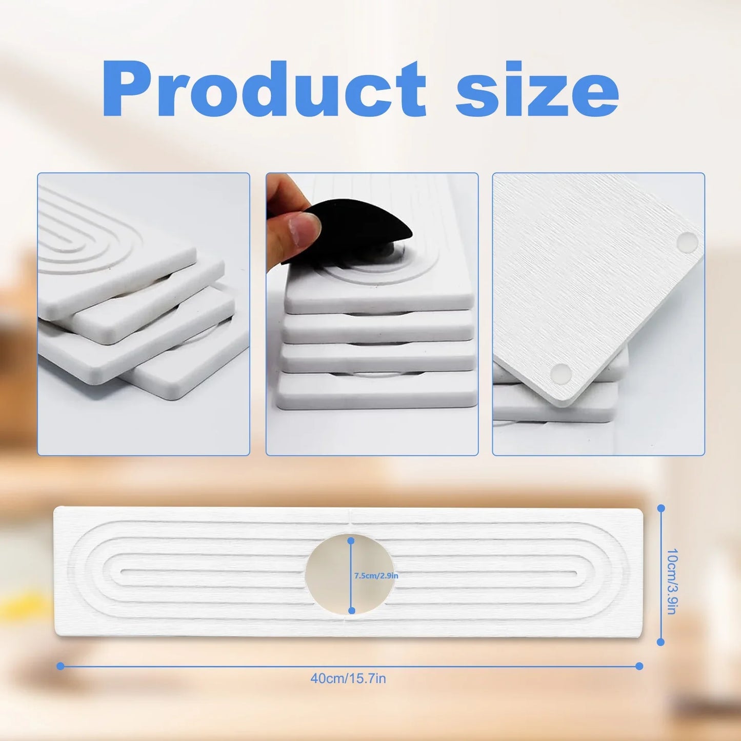 Quick Dry Diatomaceous Earth Faucet Mat for Kitchen Sink, Absorbent Sink Splash Guard Tray (White, 15.5x4 inches)