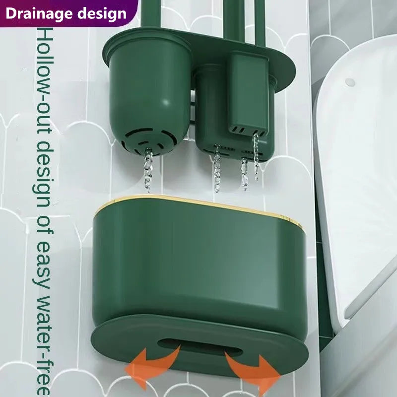 Toilet Brush Silicone Free Wall Mounted Multi-functional Three Piece Cleaning Tools with Bracket Home Bathroom Accessories Sets